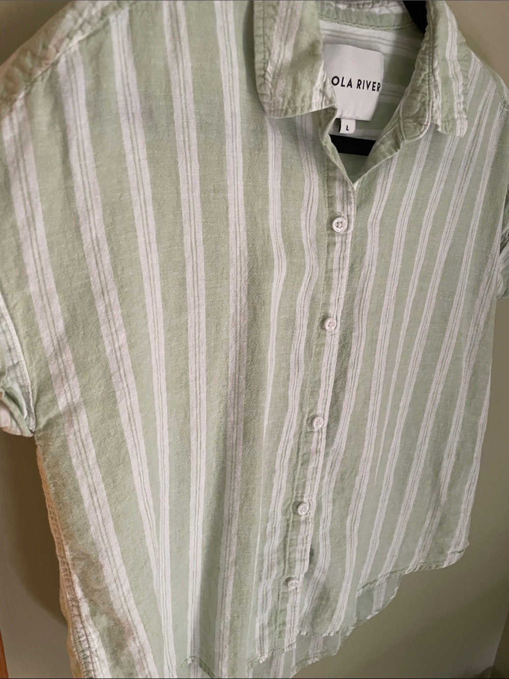 Lola River Mint Green & White Striped Button-Up Shirt - Picture 2 of 7